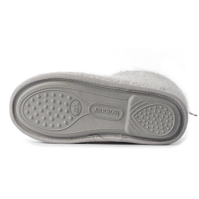 Isotoner® Ladies Sparkle Knit Boot Slippers Light Grey Extra Image 5